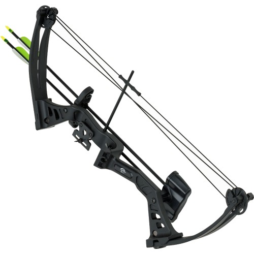 Haller Compoundbogen Set, schwarz, Fiberglas, 68 cm, 25 lbs, mit 2 Pfeilen und Zubehör